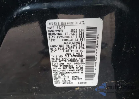 2012 Nissan Rogue Sv из США, поврежденный, VIN JN8AS5MV6CW707188